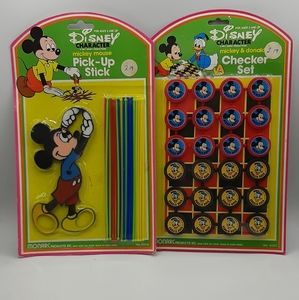Vintage Disney Mickey Mouse Pick-Up Sticks Mickey & Donald Duck Checker Set Toys